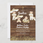 Rustikales mexikanisches Kaktus Gold Charro Siblin Einladung (Vorderseite)