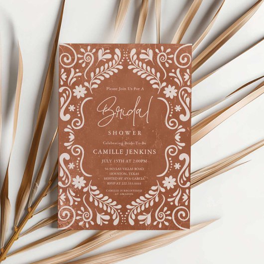 Rustikales mexikanisches Papel Picado-Brautparty Einladung