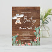 Rustikales mexikanisches Silver Charro Boy Bautizo Einladung (Stehend Vorderseite)