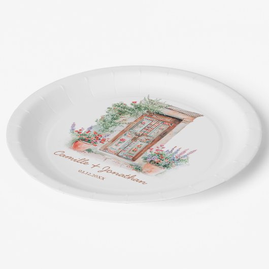 Rustikales Mexiko-Hochzeitspapier Pappteller (Schrägansicht)