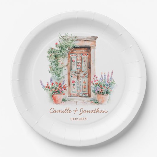 Rustikales Mexiko-Hochzeitspapier Pappteller (Vorderseite)