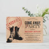 Rustikales Militär geht weg Party | Abschied Einladung (Stehend Vorderseite)
