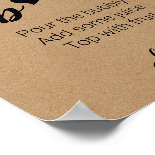 Rustikales Mimosa Bar Sign Wedding Poster (Ecke)