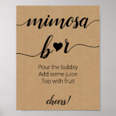 Rustikales Mimosa Bar Sign Wedding Poster (Vorne)