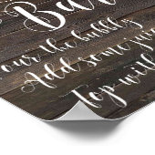 Rustikales Mimosa Bar Wedding Schildröte Rosa Poster (Ecke)