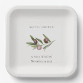 Rustikales Minimal Olive Branch Foliage Brautparty Pappteller (Vorderseite)