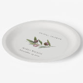 Rustikales Minimal Olive Branch Foliage Brautparty Pappteller (Schrägansicht)