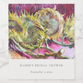 Rustikales Minimal-Rosa Gelbblütenblume Brautparty Weinetikett (Einzelnes Label)