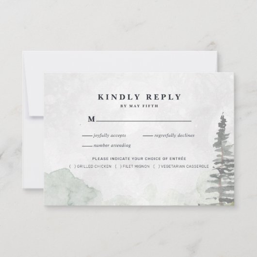 Rustikales Minimalistisch Wedding RSVP | Aquarellk Ankündigung (Vorderseite)