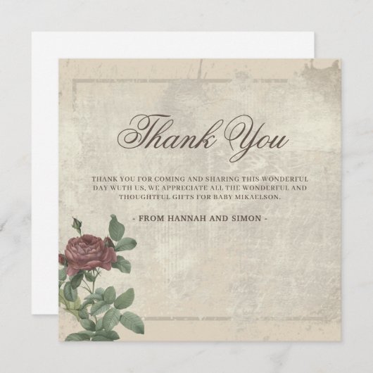 Rustikales Minimalistisches Burgund Danke Karte (Vorne/Hinten)