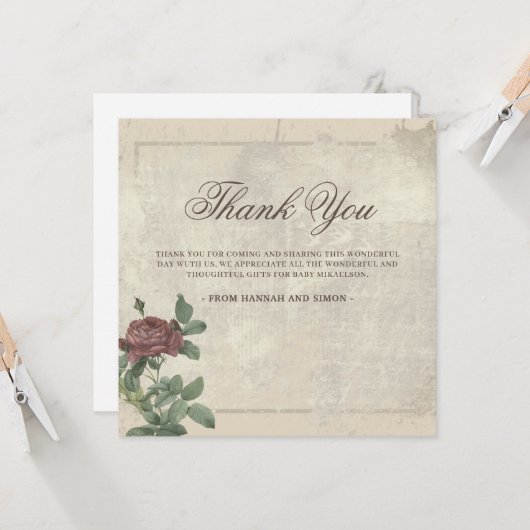 Rustikales Minimalistisches Burgund Danke Karte (Vorderseite/Rückseite Beispiel)