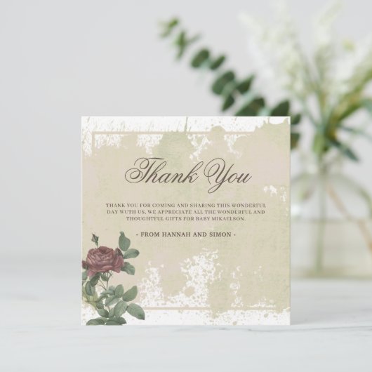 Rustikales Minimalistisches Burgund Danke Karte (Stehend Vorderseite)