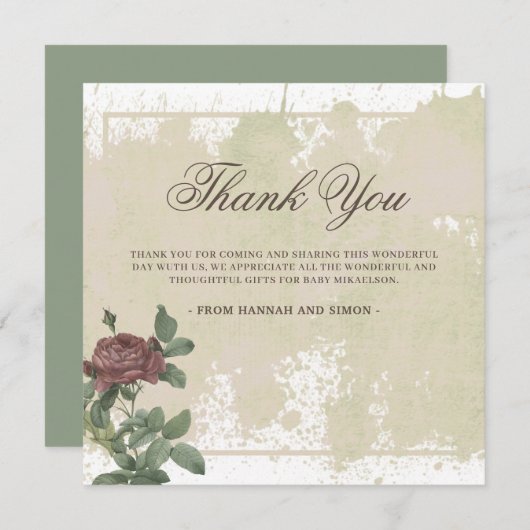 Rustikales Minimalistisches Burgund Danke Karte (Vorne/Hinten)