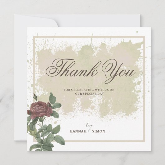 Rustikales Minimalistisches Burgund Danke Karte (Vorderseite)