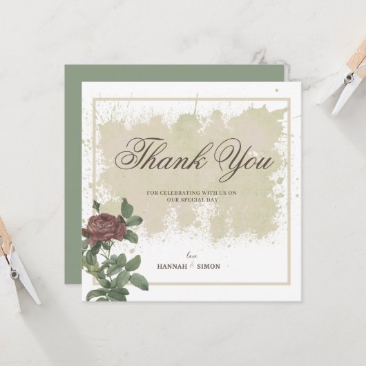 Rustikales Minimalistisches Burgund Danke Karte (Vorderseite/Rückseite Beispiel)