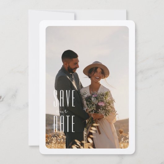 Rustikales Minimalistisches Foto Hochzeit rettet d Einladung (Vorderseite)