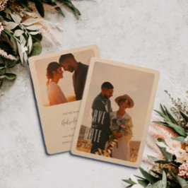 Rustikales Minimalistisches Foto Hochzeit rettet d Einladung