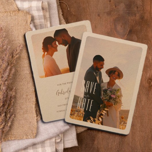 Rustikales Minimalistisches Foto Hochzeit rettet d Einladung