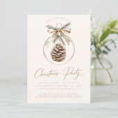 Rustikales Minimalistisches Ornament Bauble Weihna Einladung (Stehend Vorderseite)