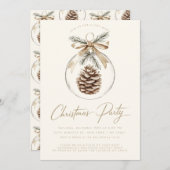 Rustikales Minimalistisches Ornament Bauble Weihna Einladung (Vorne/Hinten)