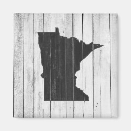 Rustikales Minnesota aus Holz, schwarz und weiß Magnet