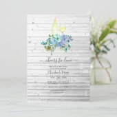 Rustikales Mint & Blue Boho Weinverkostung Brautpa Einladung (Stehend Vorderseite)