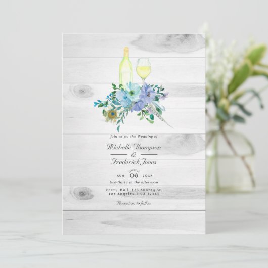 Rustikales Mint Boho QR Code UAWG Wein Degustation Einladung (Stehend Vorderseite)