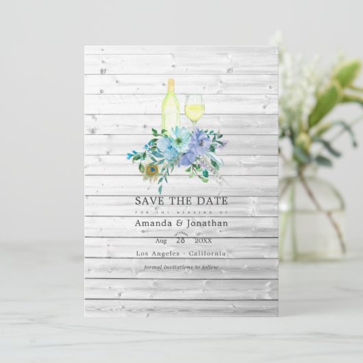 Rustikales Mint Boho Weinverkostung Hochzeitsfest  Save The Date (Stehend Vorderseite)