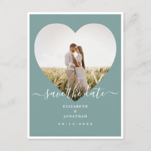 Rustikales Mint Green Wedding Foto Save the Date Ankündigungspostkarte
