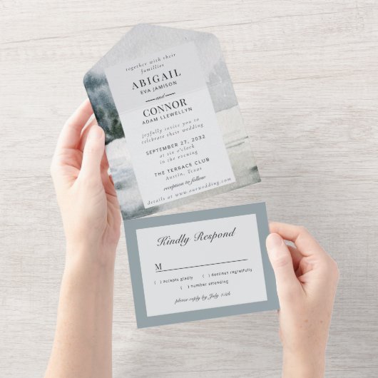 Rustikales Misty Mountain Lake All In One Einladung (Abreißen)