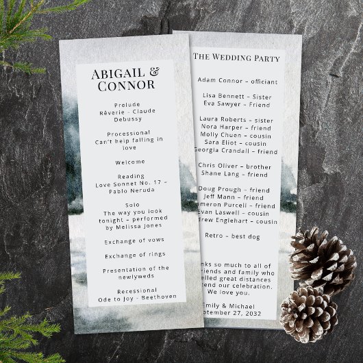 Rustikales Misty Mountain Lake Watercolor Programm Fächer