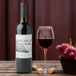 Rustikales Misty Mountain Lake Weinetikett