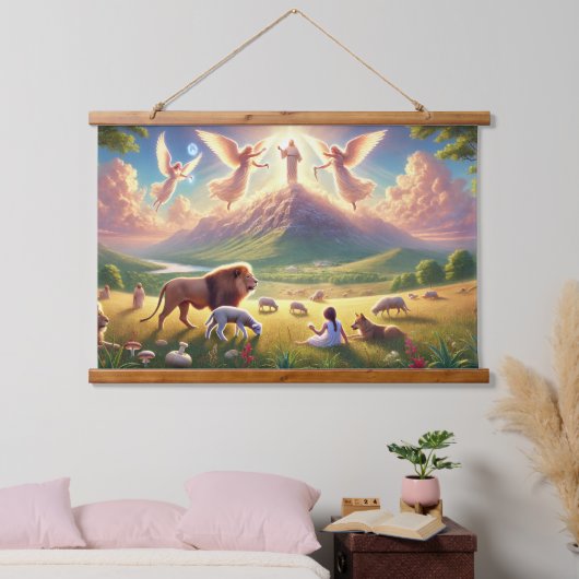 Rustikales, mit Holz verkleidetes Wandband aus Zio Wandteppich Mit Holzrahmen (Schlafzimmer)