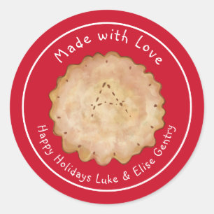 Rustikales 'Mit Liebe gemacht' Apfelkuchen-Sticker Runder Aufkleber