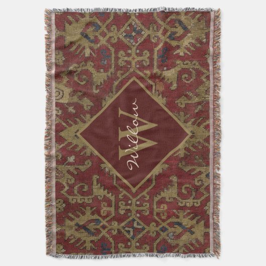 Rustikales Mit Monogramm-orientalisches Persisches Decke (Vorderseite Vertikal)