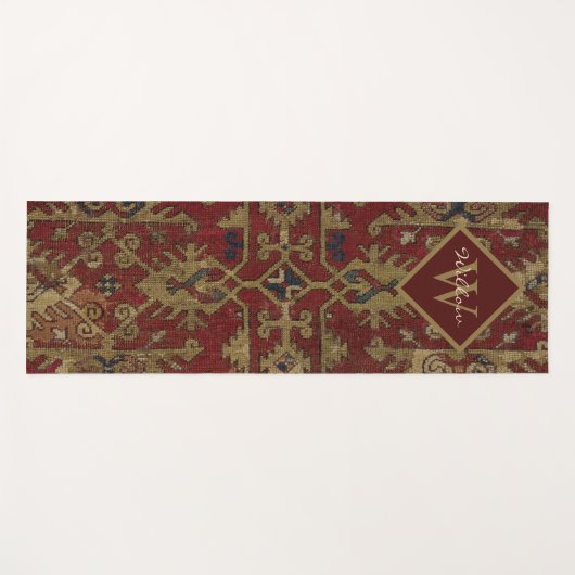 Rustikales Mit Monogramm-orientalisches Persisches Yogamatte (Vorderseite (Horizontal))