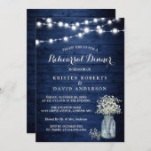 Rustikales Mitternacht Blue Lights Probe Dinner Einladung (Vorne/Hinten)