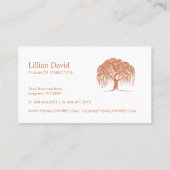 Rustikales Modern Brunt Orange Willow Tree Logo Visitenkarte (Rückseite)