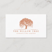 Rustikales Modern Brunt Orange Willow Tree Logo Visitenkarte (Vorderseite)