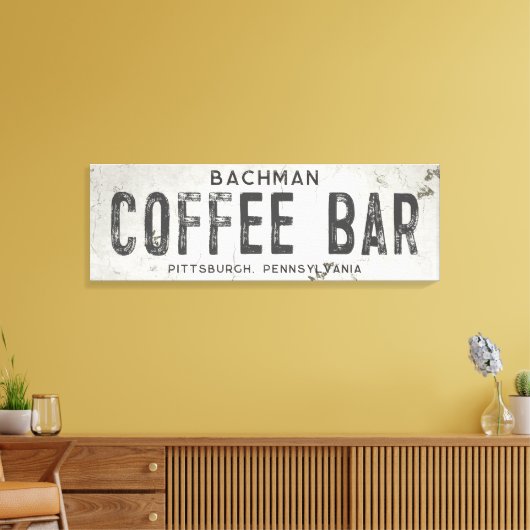 Rustikales modernes Bauernhaus Kaffee Bar & City Leinwanddruck (Insitu (Wohnzimmer))