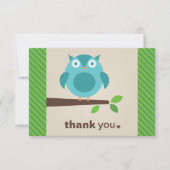 Rustikales, modernes blaues Owl auf dem Baumzweig Dankeskarte (Vorderseite)