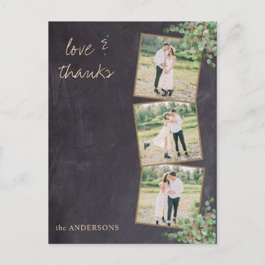 Rustikales modernes Chalkboard Foto Hochzeit Viele Postkarte (Vorderseite)