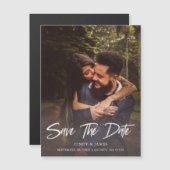 Rustikales modernes elegantes Script-Foto Save the Magneteinladung (Vorne/Hinten)