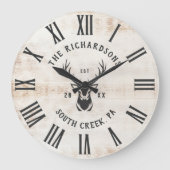 Rustikales, modernes Familienname Bauernhof Große Wanduhr (Vorderseite)