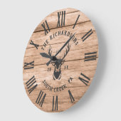 Rustikales, modernes Familienname Bauernhof Große Wanduhr (Winkel)