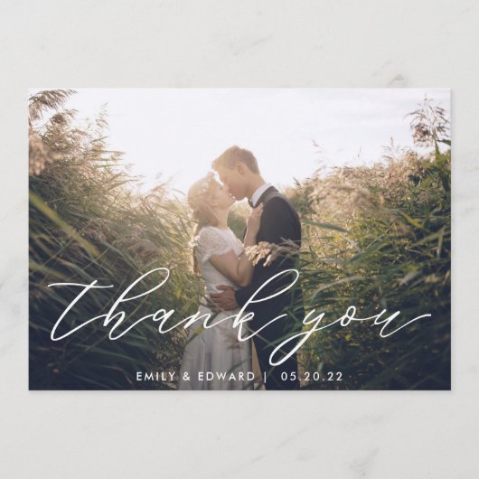 Rustikales modernes Foto für Hochzeiten Dankeskarte (Vorderseite)