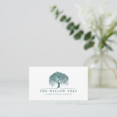 Rustikales, modernes Green-Willow-Tree-Logo Visitenkarte (Stehend Vorderseite)