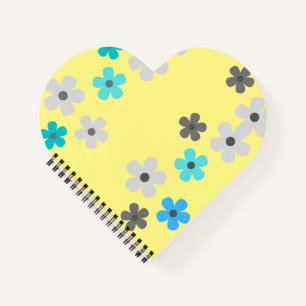 Rustikales, modernes Herz-Blumen-Spiral-Notebook Notizblock