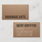 Rustikales, modernes Kraftpapier, handgefertigt Visitenkarte (Vorne/Hinten)