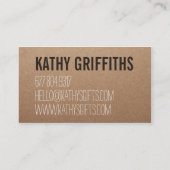 Rustikales, modernes Kraftpapier, handgefertigt Visitenkarte (Rückseite)